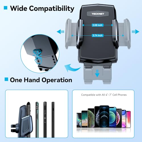 TECKNET Cup Holder Phone Mount,Dual-Mode Fixation System