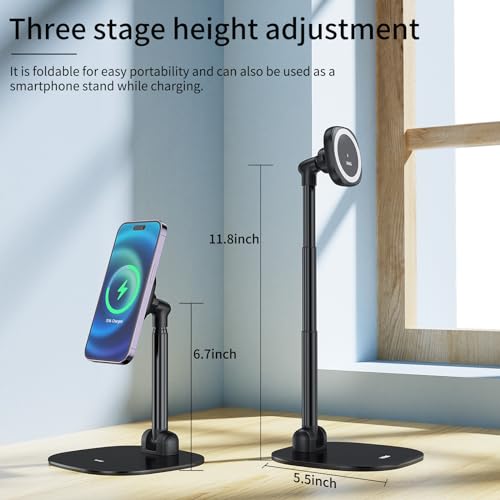 VRIG Magnetic Wireless Charger Phone Stand 360°Rotation Desk Phone Holder - color: Wireless charging