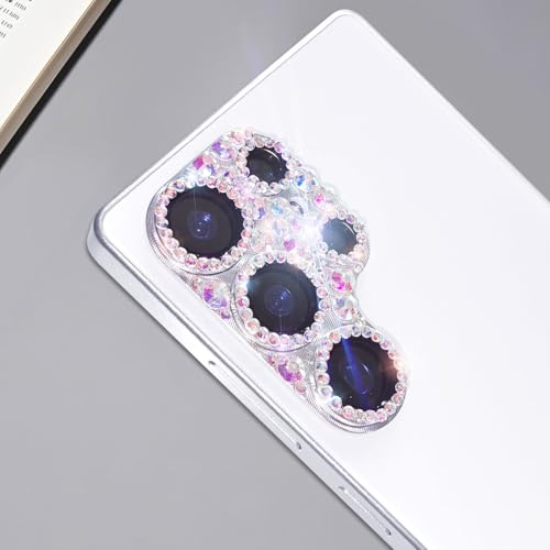 Bling Diamond Camera Lens Protector Compatible with Samsung Galaxy S25 Ultra, Metal Glitter Gem Camera Cover,9H Tempered Glass lens full Screen Sparkle Rhinestone Protector - color: for Galaxy S25 Ultra