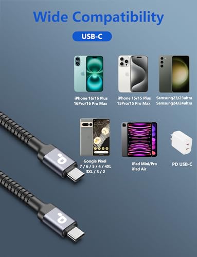 USB C Cable 3FT, 2Pack USB-C to USB-C Charger Cable, USBC Fast Charging - color: Grey, size: 3FT, style: USB C to USB C