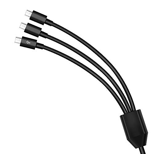 Duttek USB to Micro USB Splitter Cable, 3 in 1 USB 2.0 A Male to Three Micro USB Male 1 to 3 Sync Charging Cable Adapter Cord (25CM/10 Inch) - color: Black, style: 3 in 1