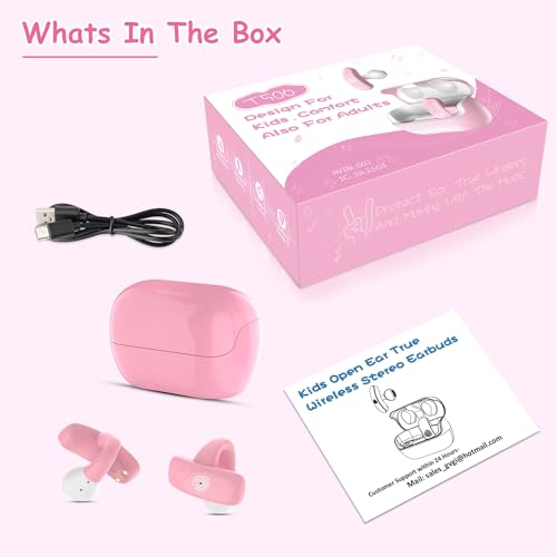 BANIGIPA Kids True Wireless Earbuds, Open Ear Headphones for Boy Girl Teen - color: Pink