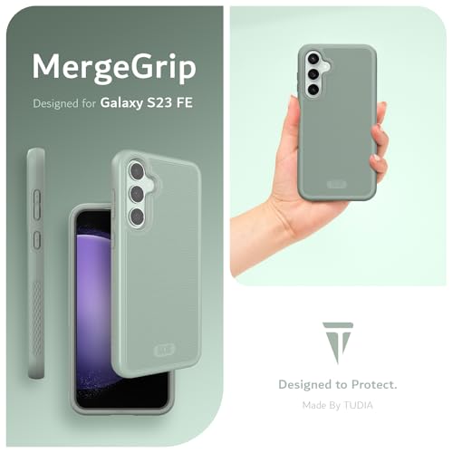 TUDIA MergeGrip Magsafe Compatible Phone Case for Samsung Galaxy S23 FE 2023 - Dual Layer, Shockproof, Military Grade, Non-Slip, Heavy Duty Protective Phone Case with Wireless Charging - Green Lily - color: Green Lily, size: Magnetic Galaxy S23 FE