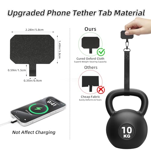 Clip and Go Strap for Phone with Wallet Crossbody, Adjustable Phone Lanyard with Cell Phone Wrist Strap & Tether Tab - color: Black