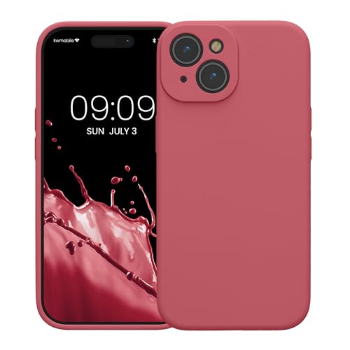 kwmobile Case Compatible with Apple iPhone 15 Case - Slim TPU Silicone Phone Cover - Soft Touch Finish - Dark Rose - color: Dark Rose, size: iPhone 15