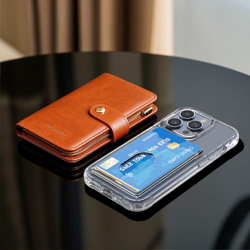 for iPhone 15 Pro Clear Wallet Case with RFID Blocking Card, Holds 1-2 Credit Cards, Hybrid Protective Case with Card Holder, TPU + PC, Anti-Yellowing, 6.1" 2023 - color: RFID BC Clear, size: iPhone 15 Pro