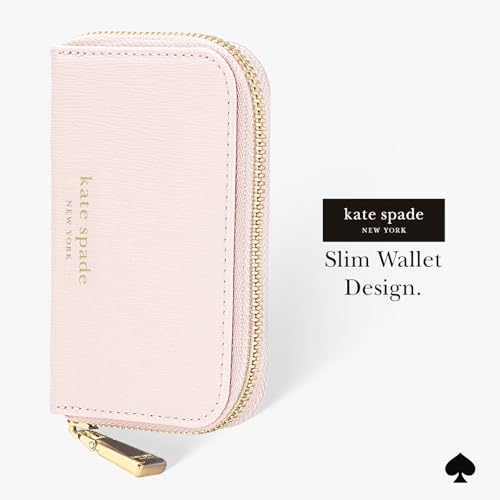 kate spade new york Devin Zip Magnetic Card Holder/Wallet - Chalk Pink | Stylish Phone Wallet - Compatible w/MagSafe Phones & Cases -Detachable MagSafe Wallet for iPhone 17 Pro Max/16/15/14/Pixel 10 - color: Devin - Chalk Pink