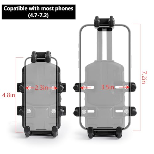 Universal Phone Mount Holder for Boat Motorcycle, with Vibration Dampener, Sun Shade, Aluminum Square Base & Medium Arm - Sunproof & Rainproof, Fits 4.7-7.2'' Smartphones
