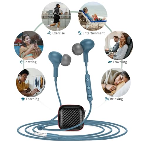 APETOO Wired Earbuds in-Ear Headphones 3.5mm Jack for Laptop/School Blue - color: Blue