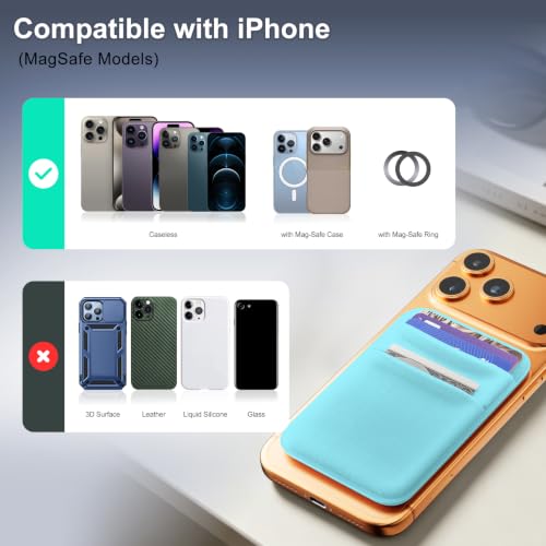 SHANSHUI Wallet for Magsafe, Stretchy Magnetic Phone Wallet Card Holder for Back of Phone Pocket Comaptible for iPhone & Most Smartphone (Green - color: Green