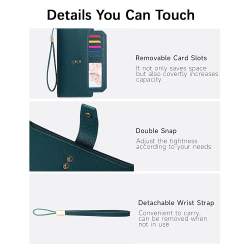 GAEKEAO Womens Wallet RFID Blocking Large Capacity Vegan Leather Card Holder Wristlet Clutch with 32 Card Slots 4 ID Windows - color: X02-Blue