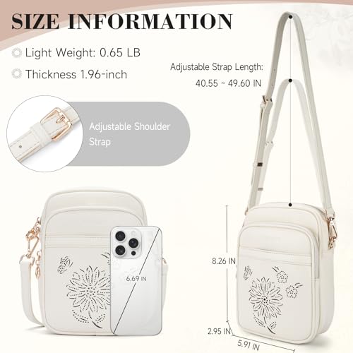 Small Crossbody Bags for Women, RFID Phone Purse with Card Slots, Triple Compartments Lightweight Shoulder Bag - color: 8-white