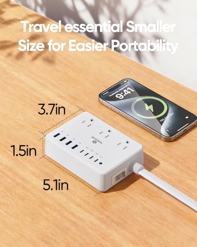 Kakyanill 100W Charging Station, Power Strip with 6 AC Outlets 8 USB Ports - color: White