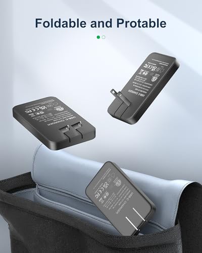 Flat USB Wall Charger Block 30W - 3 Port PD20W Foldable USB Charging Block - color: Gray