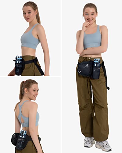 WATERFLY Fanny Pack Waist Bag: Waist Pack for Women Men with Water Bottle Holder Hiking Fanny Pack for Running Walking DogWalking Travel Cycling - color: black