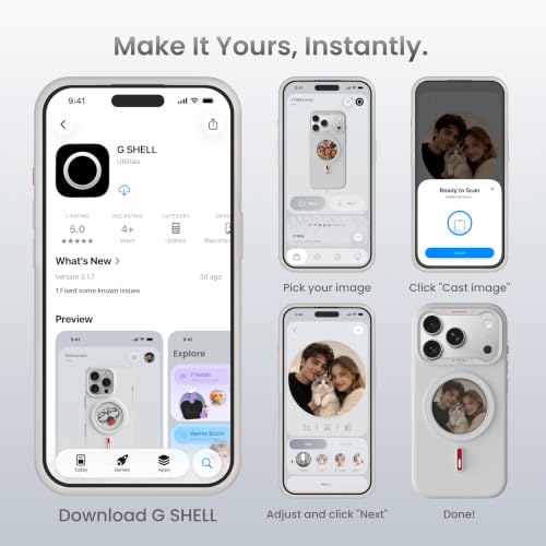 Instant Custom Case for iPhone 17 Pro Max (White) | Battery-Free E Ink Phone Case, Personalize Your Case with Photos & AI Creations, MagSafe Compatible - color: White, size: iPhone 17 Pro Max