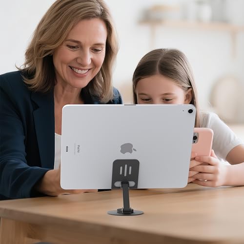 Metal Cell Phone Stand for Desk, Multi-Angel Adjustable 360° Rotation Desktop Phone Holder and Foldable Mobile Phone Stand, Compatible with All Smartphones, Gray - color: Gray