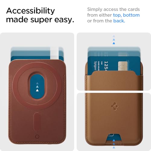 Spigen for MagSafe Wallet, Holds 3 Cards, Strong Magnet, Valentinus MagFit - color: PU Brown, size: 3-Cards