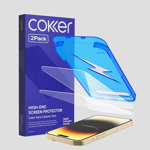 COKER 2PACK Tempered Glass Screen Protector Designed for iPhone 17 Pro, Rounded Edge, 9H Hardness Shatterproof, Anti-Scratch, Anti-Fingerprint, Touch Sensitive, Easy Installation - size: iPhone17Pro