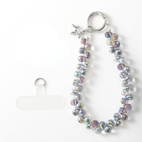 richginker Crystal Beaded Phone Wrist Strap with Tether Tab, Dark Purple - color: Dark Purple