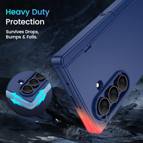 Caka Magnetic for Samsung Galaxy Z Fold 6 Case with Hidden Kickstand Blue - color: Blue