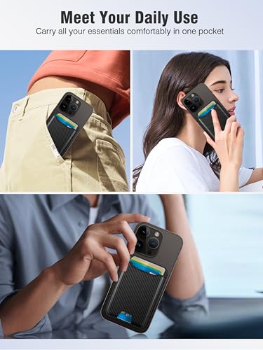 TopMade for Magsafe Wallet, 4 Card Holder, Strongest Magnetic Phone Wallet - color: Carbon Fiber Black