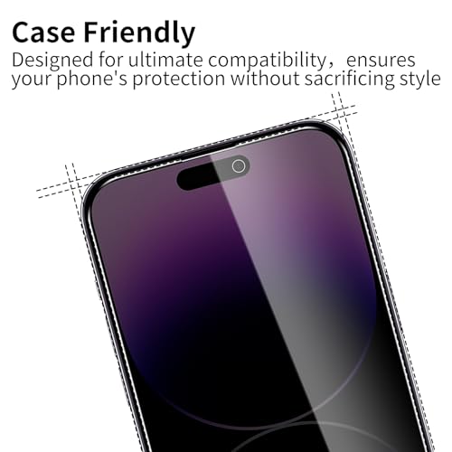 3 Pack Privacy Screen Protector for iPhone 14 Pro with 3 Pack Camera Lens Protector, 9H Hardness Double Shatterproof Anti-Spy Tempered Glass Film, Easy Installation - size: iPhone 14 Pro