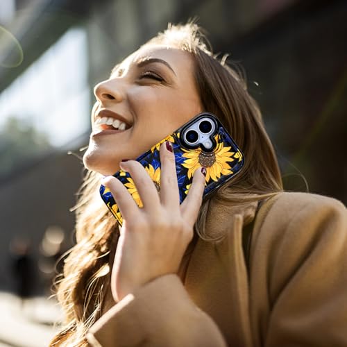 HAOPINSH Wallet Case with Card Holder for Phone 17, Blooming Sunflowers Pattern Back Flip Folio PU Leather Kickstand Card Slots Case, Double Magnetic Clasp Shockproof Cover 6.3" - color: Blooming Sunflowers
