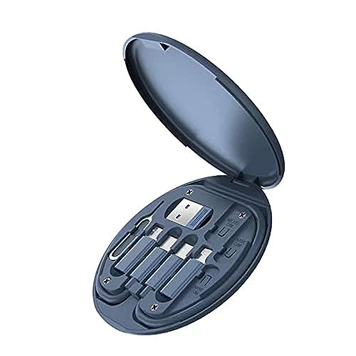 ZALUJMUS Multifunctional Data Cable Storage Box Adaptor for USB-C and Micro-USB Devices Universal Data Transfer Cable (Midnight Blue) - color: Midnight Blue