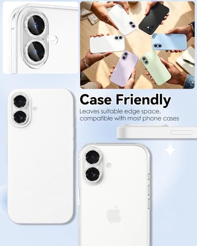 CloudValley All Bling Camera Lens Protector for iPhone 17/iPhone 16/Plus - color: Bling Silver