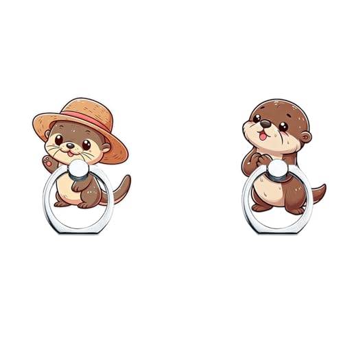 Phone Ring Stand Holder,Otter Cell Phone Grip Women Girls Cute Girly 360° Rotating Finger Ring Grip Stand for iPhone 17 16 15 14 13 Pro Max Plus Air - color: Otter Phone Ring Grip