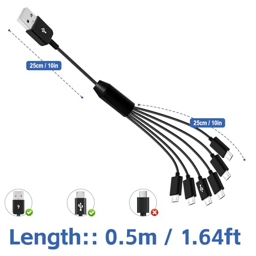 Micro USB Cable, Micro USB Splitter, Micro USB Charger & Data Cable 1.64ft - color: Black-1.64ft, size: 6
