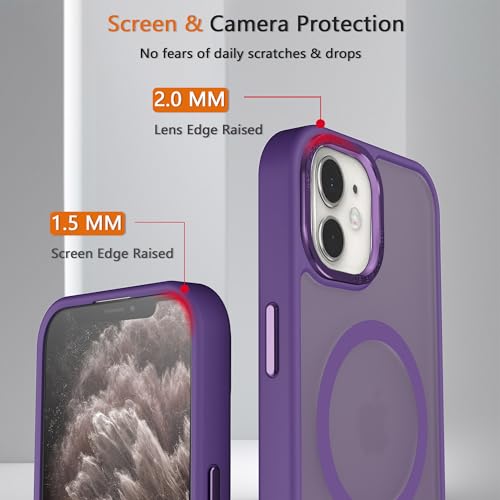 Magnetic iPhone 12/12Pro case,Compatible with Magsafe, Military-Grade Protection,Slim Translucent Matte Shockproof with Anti-Scratch Anti-Fingerprint Phone Cover (deep purple, iPhone 12/12Pro) - color: Deep Purple, size: iPhone 12/12Pro