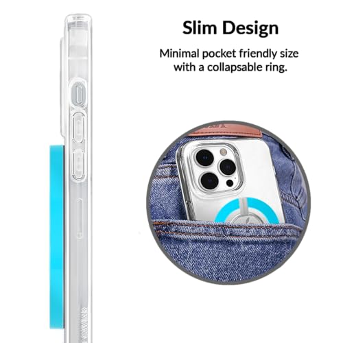 VELVET CAVIAR Compatible with MagSafe Phone Grip - Magnetic Ring Holder with Adjustable Stand - Removable MagSafe Accessories for iPhone 16, 15, 14, 13, 12 (Neon Blue) - color: Neon Blue