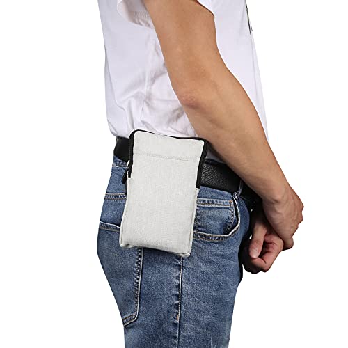 QBYVQQN Cell Phone Waist Belt Holster Mens, Waterproof Zipper Crossbody Smartphone Shoulder Messenger Bag Wallet Sling Bag - color: Light Grey, size: 7.2 INCH