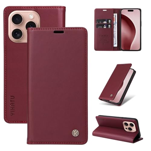 Caseurban Compatible with iPhone 16 Pro Wallet Case PU Leather Flip Folio Case with Card Holder Magnetic Closure Shockproof Protective Phone Cover Black - color: Black, size: iPhone 16 Pro