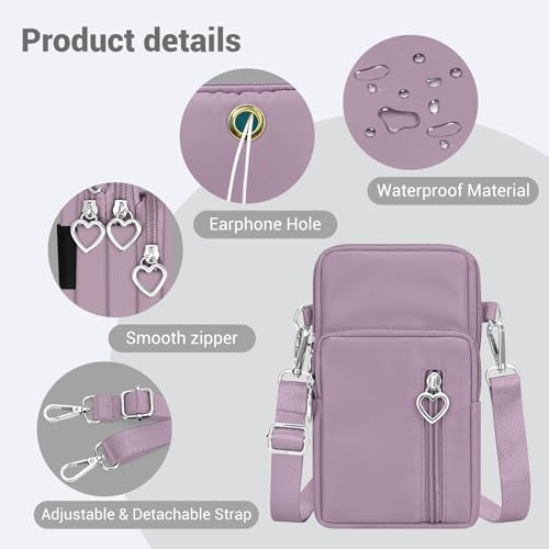 YINHEXI Small Crossbody Bags for Women Trendy, Mini Triple Compartment Cell Phone Crossbody Wallet Purses - color: Lavender-2