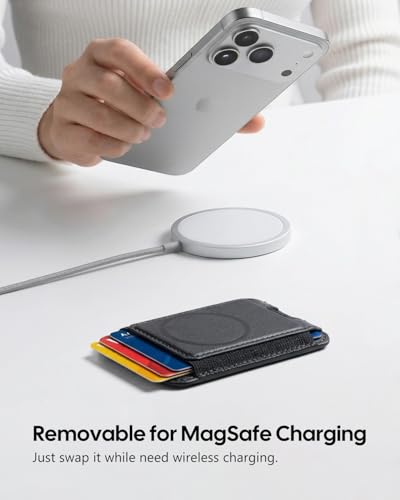For MagSafe Wallet, Compatible with MagSafe car mount, Slim Magnetic Wallet for iPhone 12-17 Series, 5 Card Holder for Magnetic Phone Case, RFID Vegan Leather Minimalist Magsafe wallet, Black (DBX003)