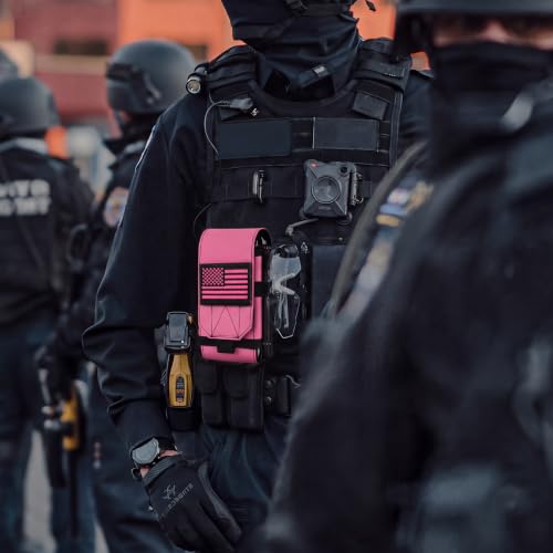 Dual Tactical Phone Pouch Molle Phone Holster Double Capacity Holder Universal Utility EDC Pouch for iPhone 17 Pro Max/17 Pro/16 Pro Max/16 Pro/15 Pro Max/15 - color: Hot Pink