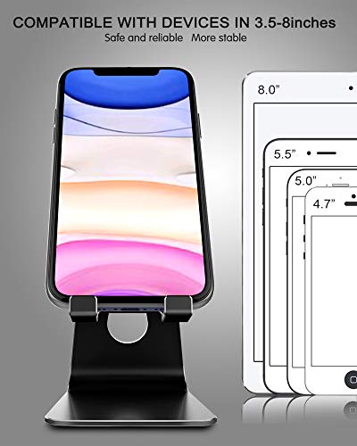 CreaDream Aluminum Cell Phone Stand, Adjustable Phone Holder for Desk - color: Black