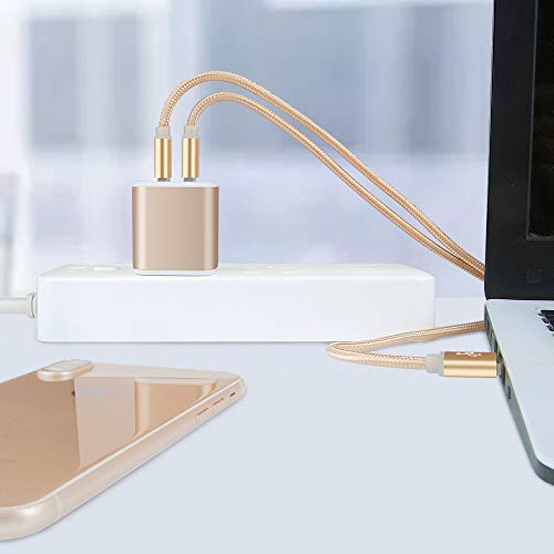 USB Power Adapter, Wall Plug Ailkin 2-Pack 5V/2.1A Fast Charging Cell Phone - color: Gold