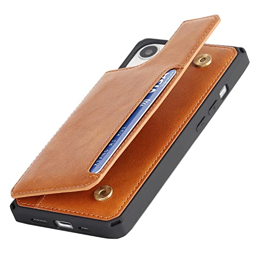 Cavor for iPhone 14 Wallet Case with Card Holder for Women, Light Brown - color: B-Light brown