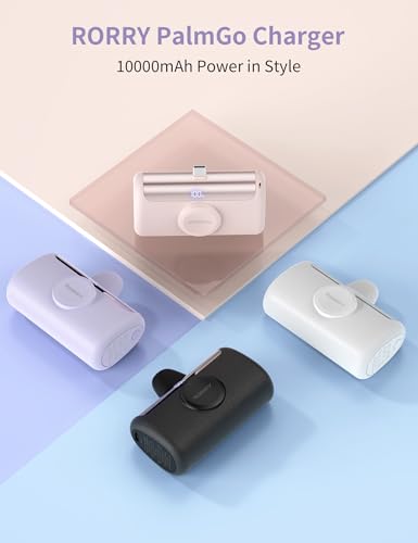 RORRY PalmGo Portable Charger Power Bank 10000mAh 3-in-1 Mini Battery Pack - color: Pink
