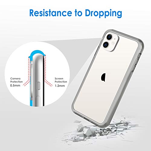 JETech Case for iPhone 11, Anti-Yellowing, Grey | Shockproof Protection, Scratch Resistant Hard PC Back, Durable Transparent TPU Bumper - color: Grey