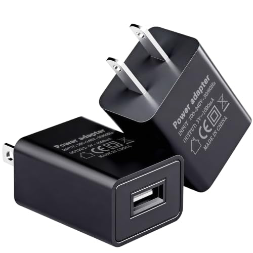 5V 1A Wall Charger Cube 5 Volt 1 Amp USB Plug Block 1a/5v Power Adapter 5W Supply Charging Blocks 2 Pack Compatible Smart Watch Electric Shaver Phone Small Electric Fan Speaker Wireless Headphones Toy - color: 2 × 5v1a black