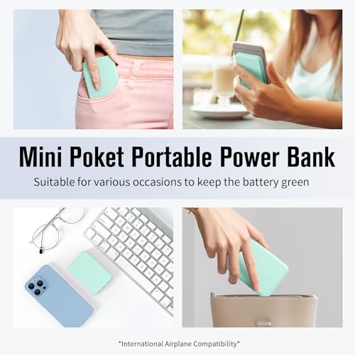 S22 Portable Charger, Mini Colorful Power Bank, PowerNano, 5000mAh External Battery Pack Compatible with iPhone 15/14/13/12/11/X All Series and Android Phone,Green - color: green