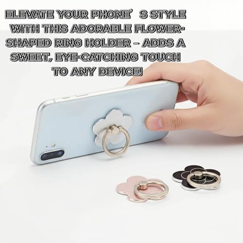 4 Pcs Cell Phone Ring Holder Flower,360 Rotate and 180°Angle Adjustable Metal Finger Ring Socket Grip Kickstand for Smartphones