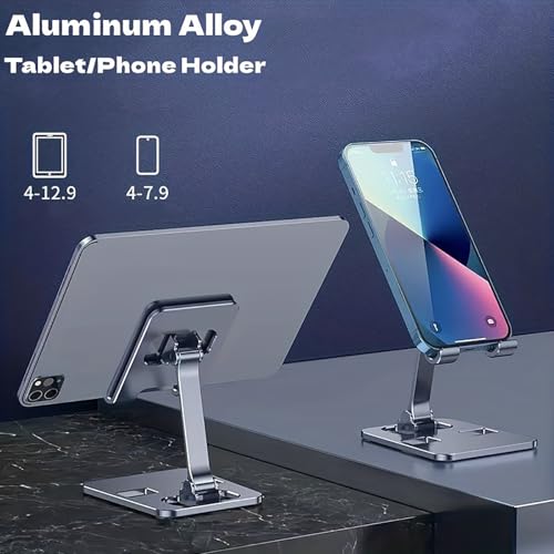 2-Pack Aluminum Alloy Phone Holder, Adjustable Foldable Stand for iPad mini, Smartphones, Desk & Travel - color: Silver