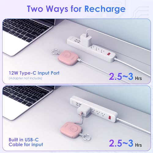 Small Portable Charger 5000mAh,iWatch Wireless Charger Mini Power Bank with Built-in Cable,Travel Keychain Charger for Apple Watch 11/10/9/8/Ultra/7/6/Se/5/4,iPhone 17/16/15/14/13/12,Android Phone - color: Pink