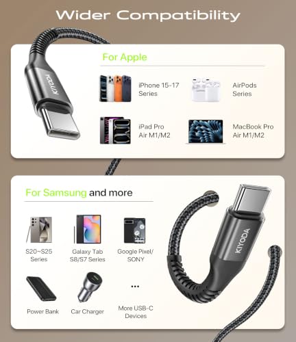 USB C to C Cable 60W Fast Charging 6FT USB C to USB C Cable for CarPlay - color: Black, size: 6FT, style: USB C to USB C